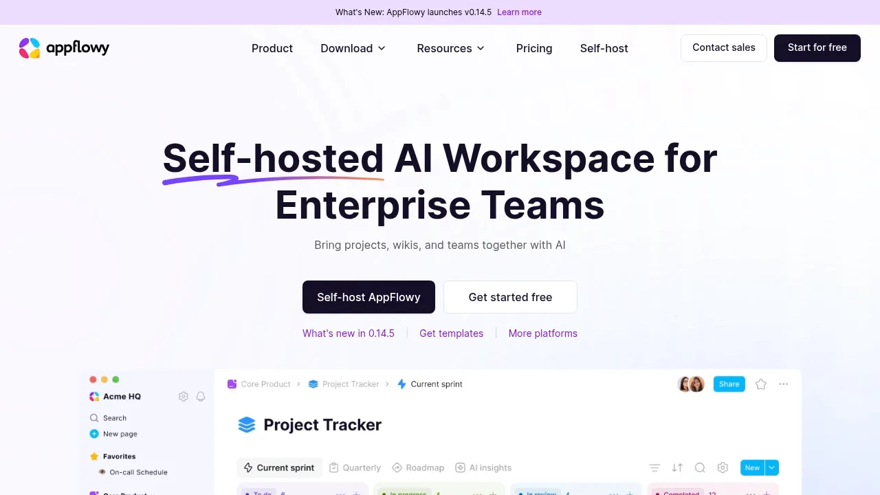 Screenshot of AppFlowy website