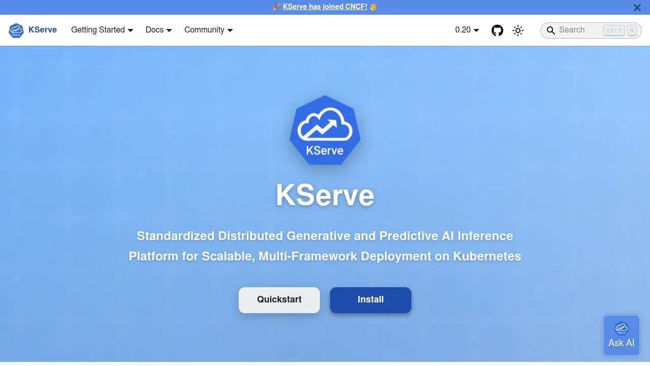 Screenshot of KServe website