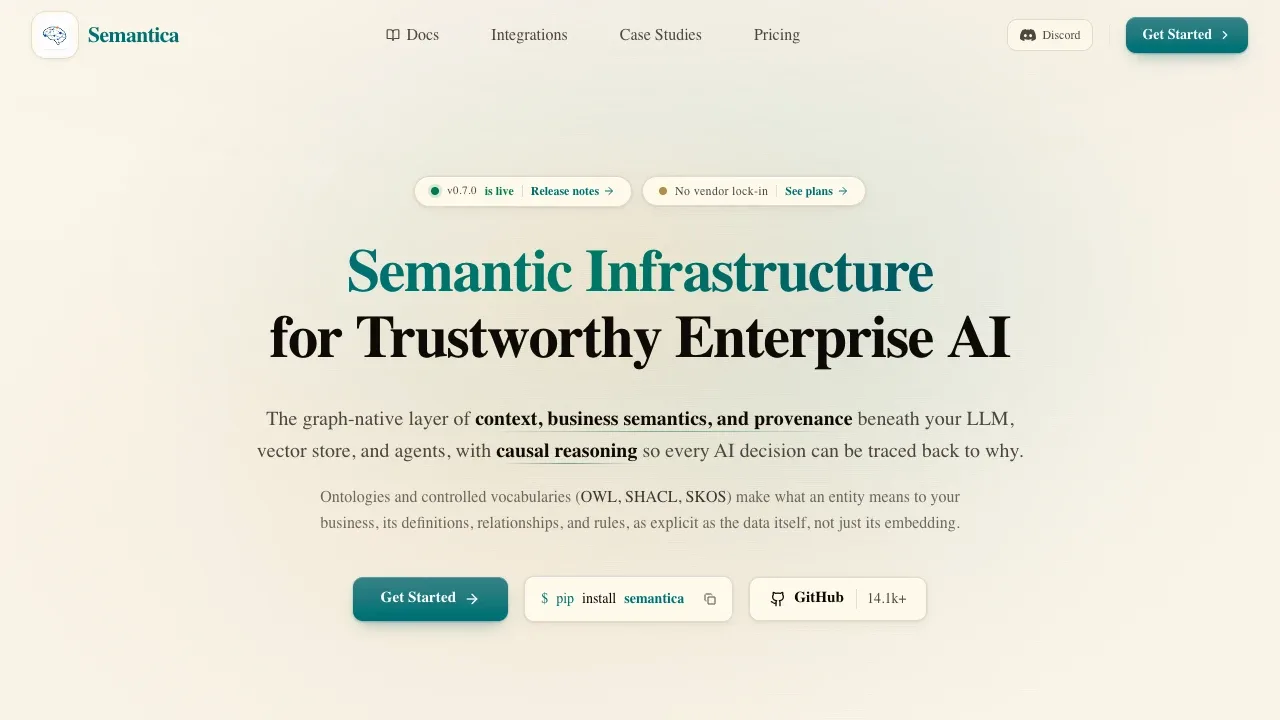 Screenshot of Semantica website