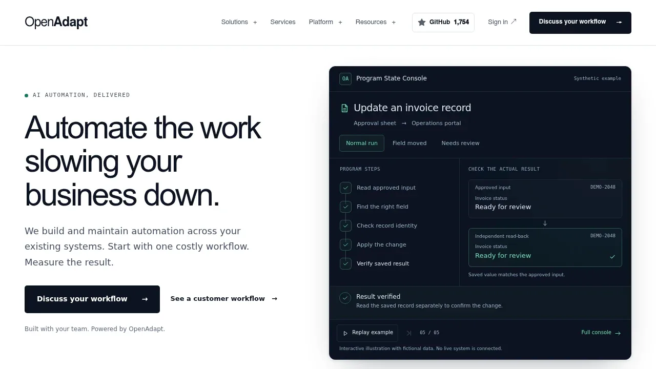 Screenshot of OpenAdapt website