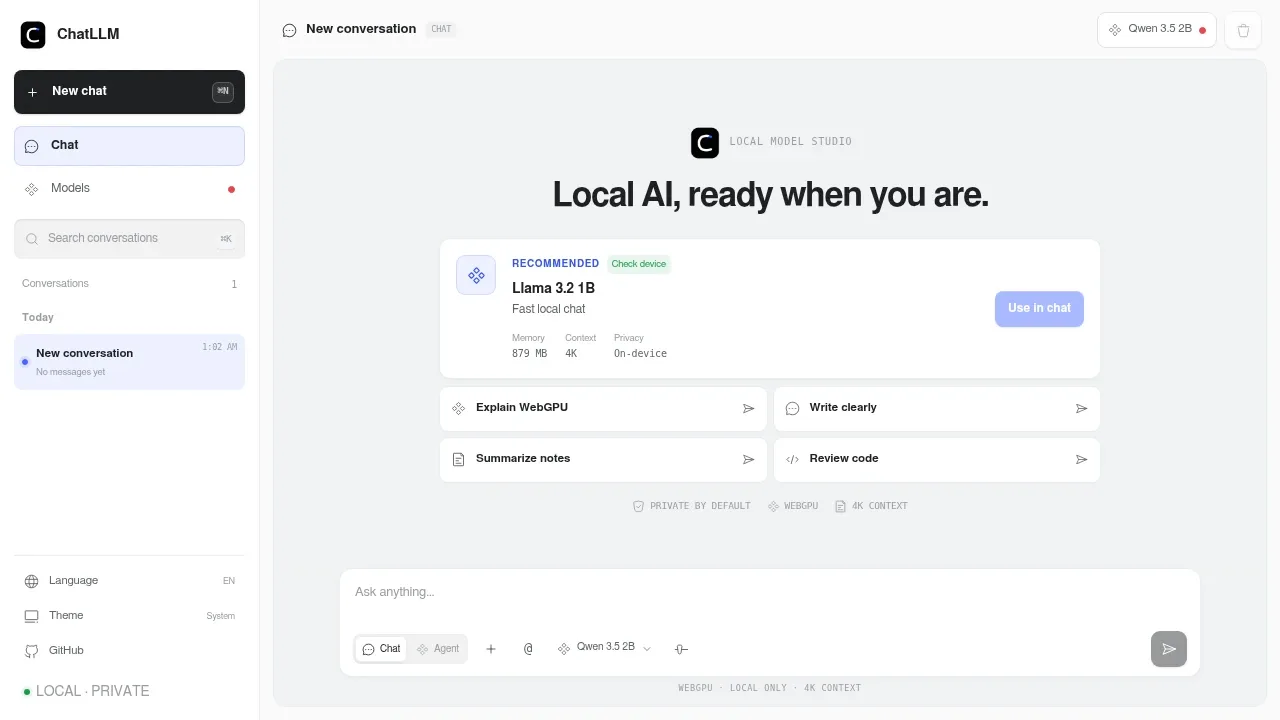 Screenshot of ChatLLM Web website