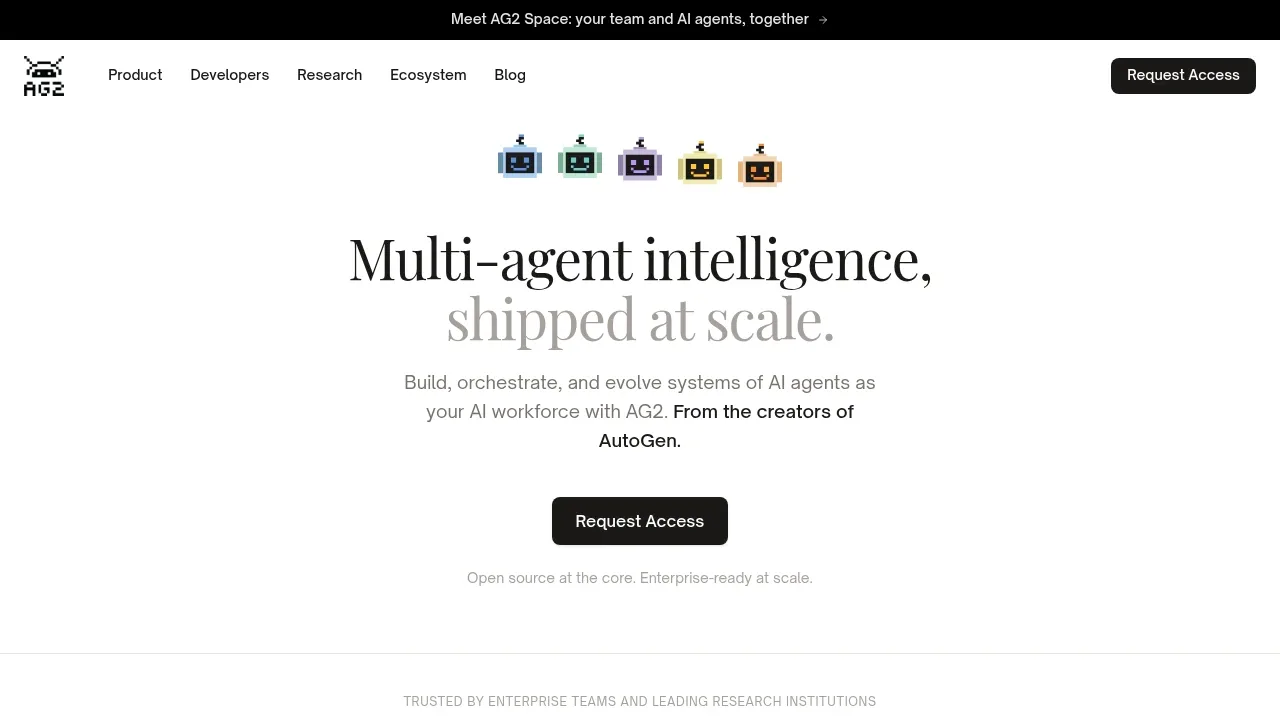 Screenshot of AG2 website
