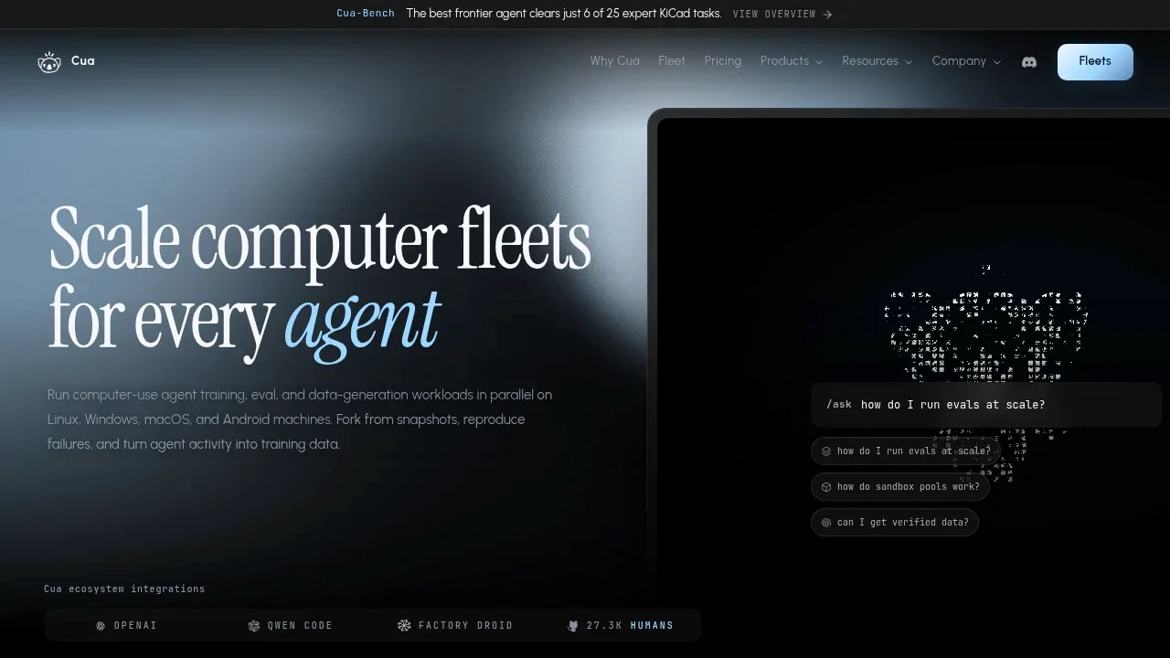 Screenshot of Cua website