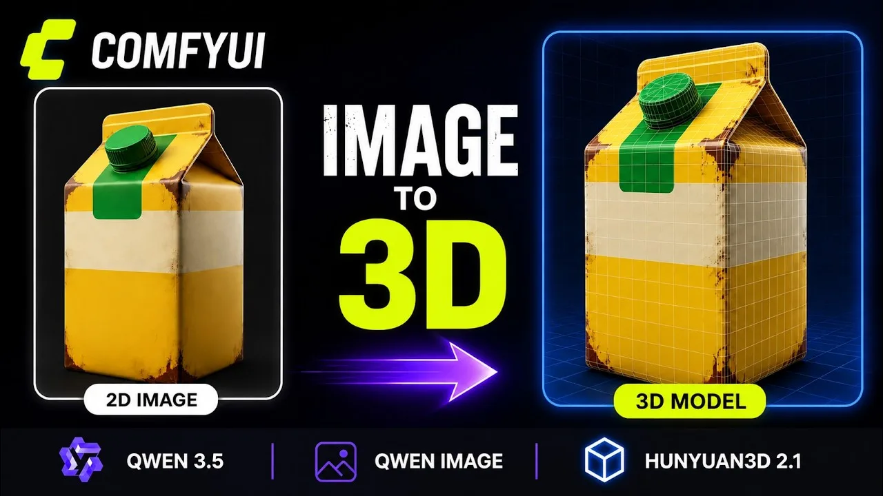 ComfyUI, Qwen + Hunyuan3D 2.1: local 3D workflow tutorial