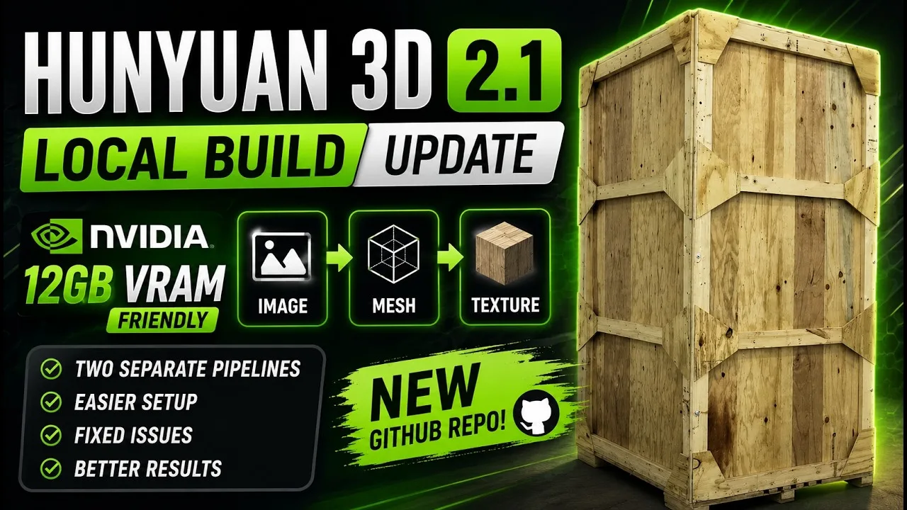 Hunyuan 3D 2.1 local setup for 12GB NVIDIA GPUs