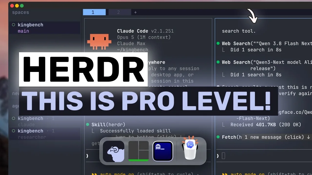 Herdr vs tmux: setup and parallel coding agent workflows