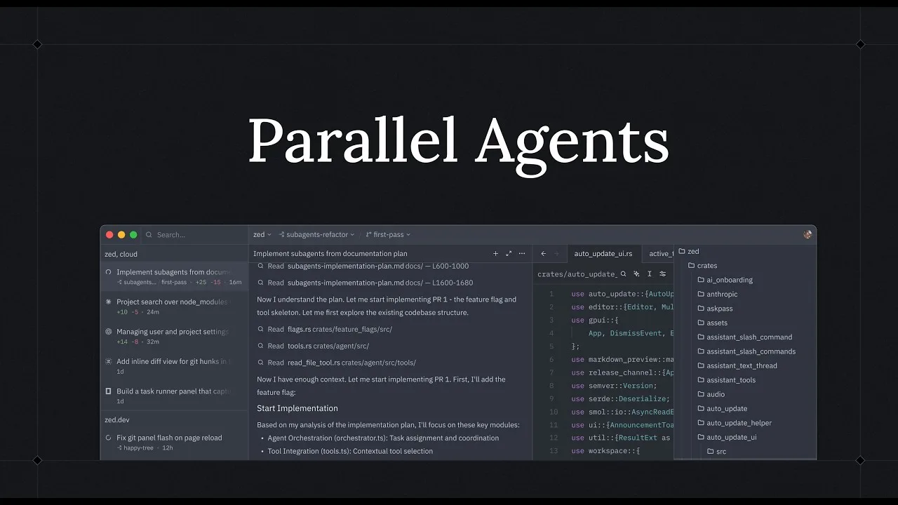 Zed tutorial: parallel agents and Git worktrees