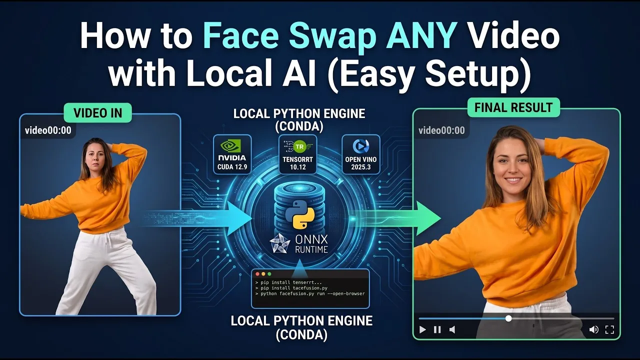 FaceFusion setup and local video face swapping tutorial
