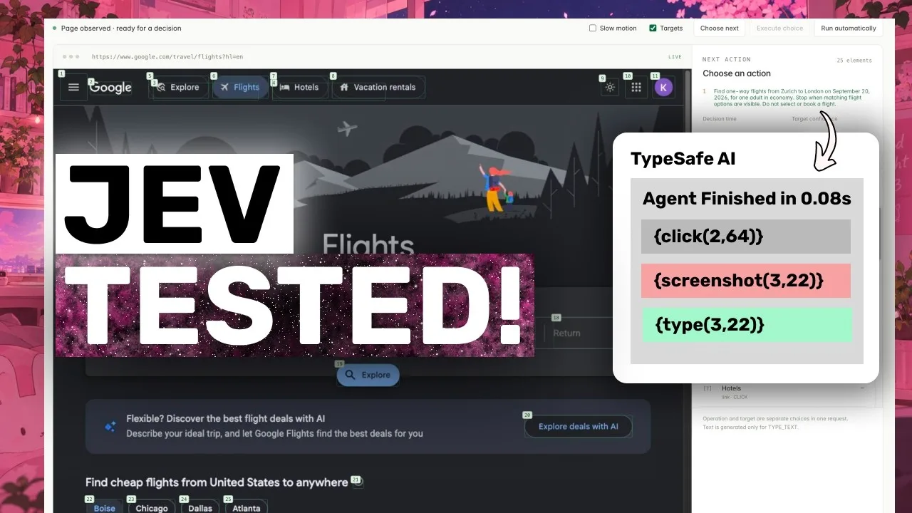 Jev and Browser Use: decision tests and agent limits