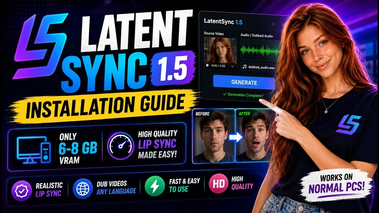 LatentSync 1.5: Windows installation and lip sync tutorial